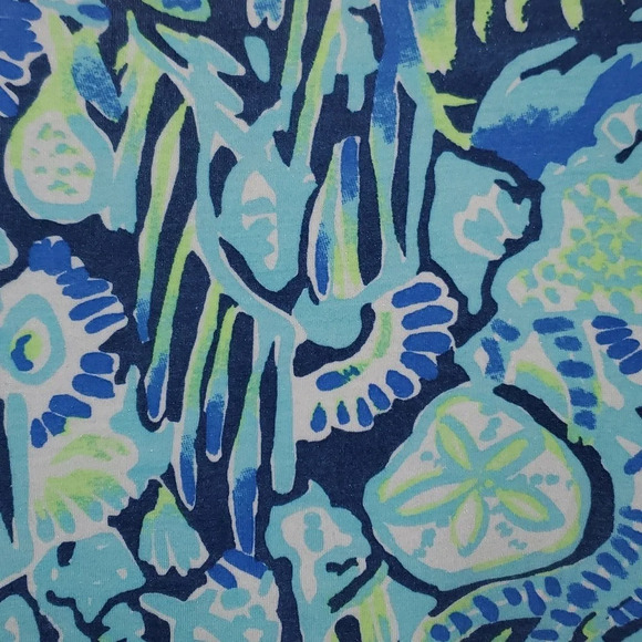 Lilly Pulitzer Blue and Green Sand Dollar Under The Sea Top 3/4 Sleeve Size M - Picture 11 of 13